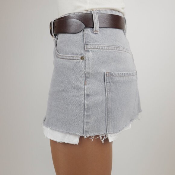 Miu Miu Grey Denim Mini Skirt Contrast Pockets XS NWT - Picture 6 of 8